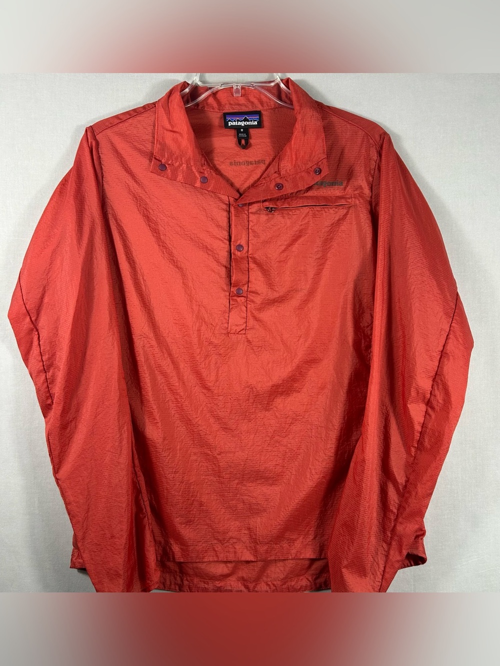 Patagonia Houdini Snap-T Pullover Lightweight Packable Womens Orange Size Medium